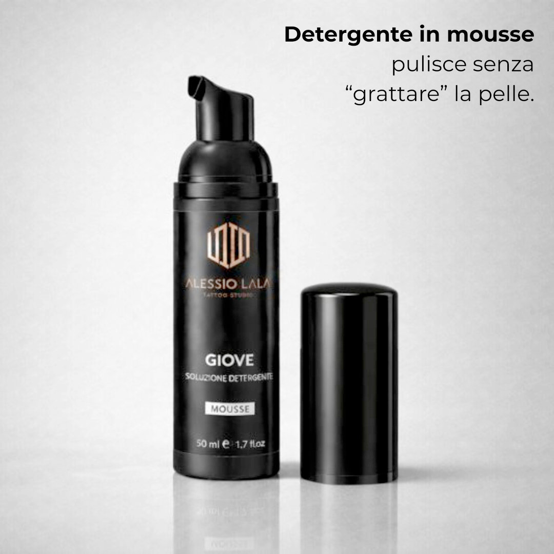 Kit Cura Tatuaggio Professionale –Mousse Detergente Giove Alessio Lala