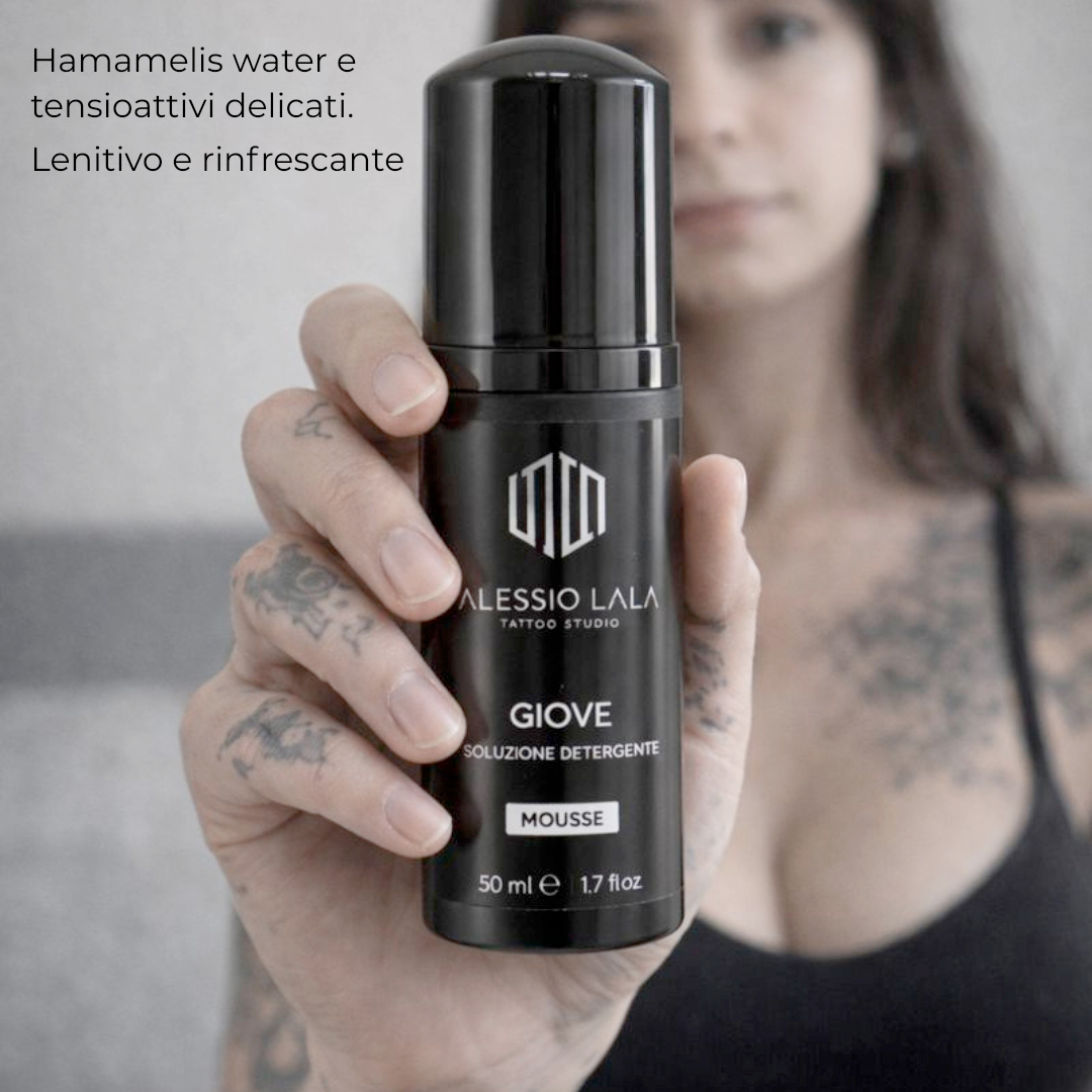 Kit Cura Tatuaggio Professionale – Crema Post Tattoo e Mousse Detergente | Protezione Colore e Guarigione Alessio Lala