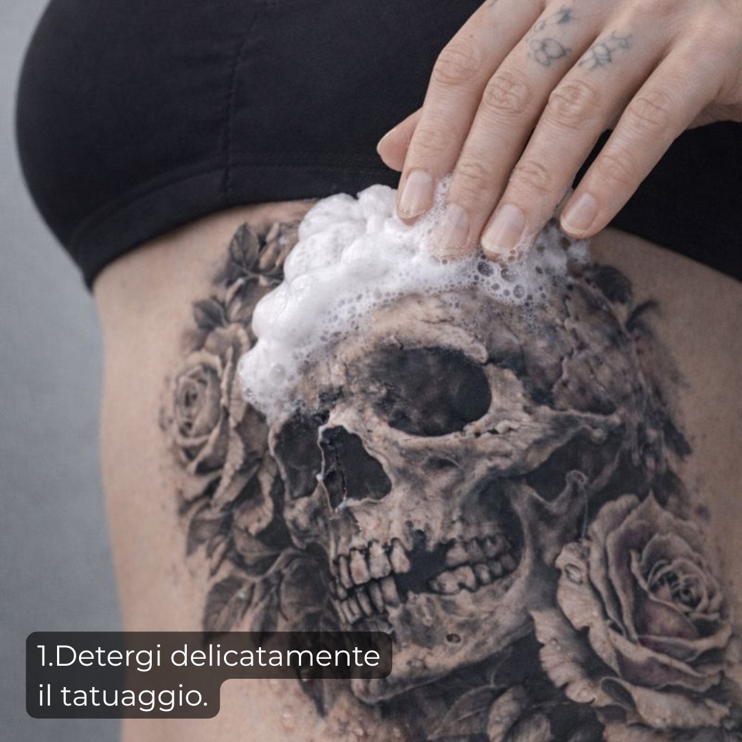 Kit Cura Tatuaggio Professionale – Mousse Detergente | Protezione Colore e Guarigione Alessio Lala